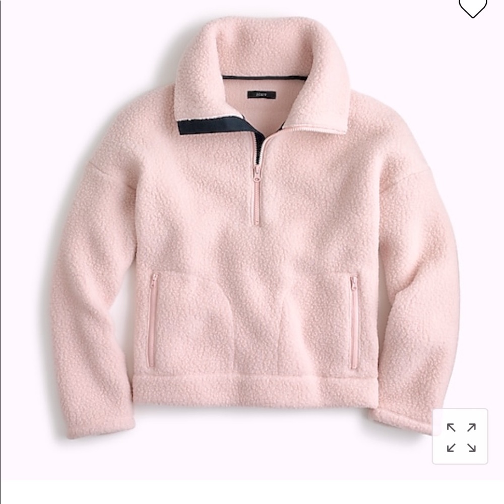 J. Crew Pink Fleece Half-Zip Sweatshirt